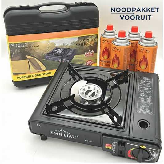 Draagbaar Gasfornuis - Incl. 4x gasflessen en koffer