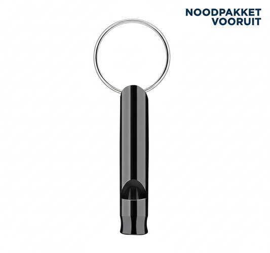 Aluminium noodfluitje met koord